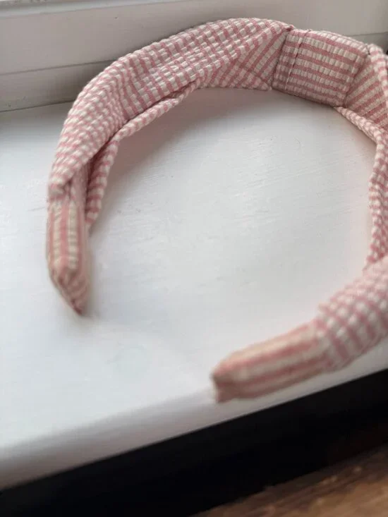 NWOT Anthropologie Pink Striped Seersucker Knot Headband - Picture 2 of 4